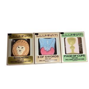 Lot Of 3 Nwt Tarot Card Bath Bombs Strength 3 Of Swords Page Of Cups